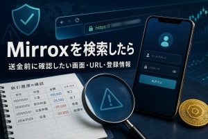 Mirroxを検索した時にURLと登録情報を確認する画面